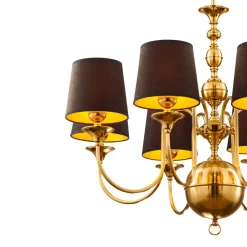 Lysekrone Baranio, messingfarvet/sort, Ø 100 cm 8 lyskilder.^Jupiter Outlet