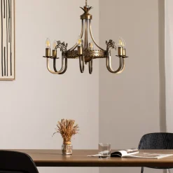 Jupiter Lysekrone Castle, lys patineret, Ø 62 cm, metal, 6 lyskilder.