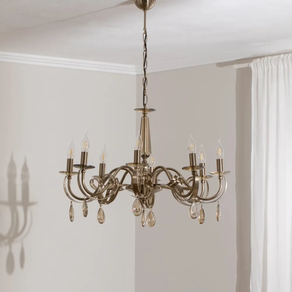 Lysekrone Castro, messing antik, 8 lyskilder^Lucea Best