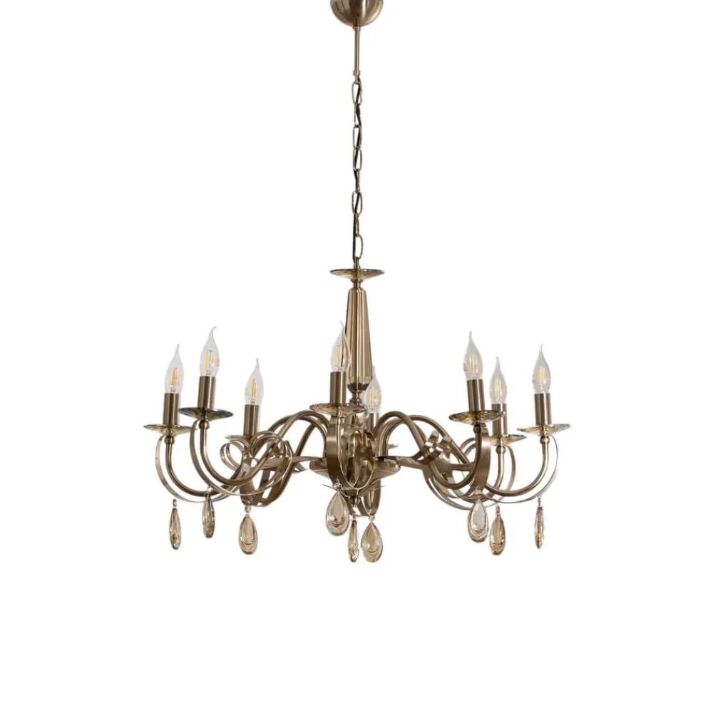 Lysekrone Castro, messing antik, 8 lyskilder^Lucea Best