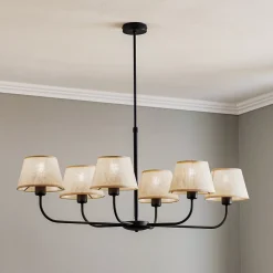 TK Lighting Lysekroner>Lysekrone Chicago, linnedskærme med 6 lyskilder