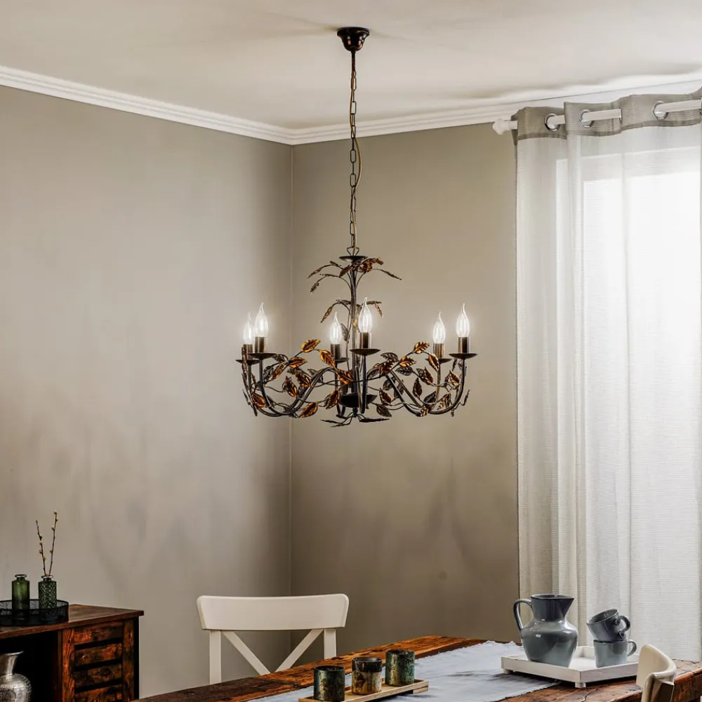 ONLI Lysekroner>Lysekrone Collana metal 6 lyskilder bronze