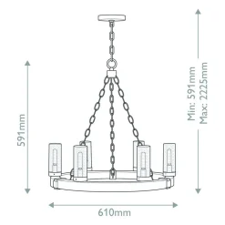 Lysekrone Collier, 5 lyskilder, sort, stål, glas, E27^HINKLEY Sale