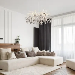 Globo Lysekrone Danna, kromfarvet/røggrå/klar, Ø 61 cm