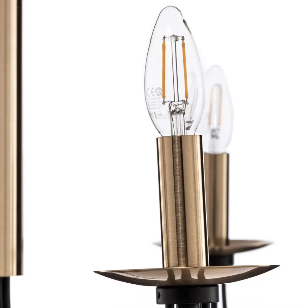 Lucea Lysekroner>Lysekrone Dofa, messing antik/sort 6 lyskilder