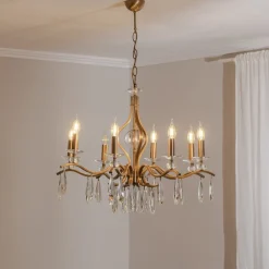 Avonni Lysekroner>Lysekrone Elizabeth Ø80cm metal/krystal 8flg. antik guld