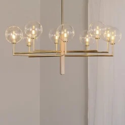 Jupiter Lysekroner>Lysekrone Feme, guldfarvet, glas, 10 lyskilder, G9