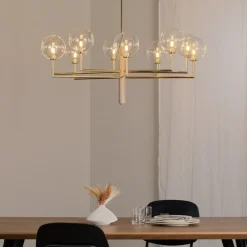 Jupiter Lysekroner>Lysekrone Feme, guldfarvet, glas, 10 lyskilder, G9