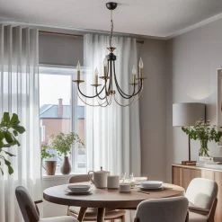 Lysekrone Ferra, messing antik, 5 lyskilder^Lucea Discount