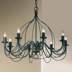 Kögl Lysekroner>Lysekrone Filo, 8 lyskilder, blå-sort, metal, Ø 78 cm