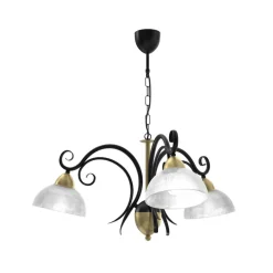 Luminex Lysekrone Flora, 3 glasskærme, sort/messing