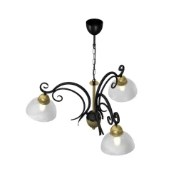 Luminex Lysekrone Flora, 3 glasskærme, sort/messing