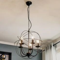 Luminex Lysekrone Globe med 5 lyskilder, sort