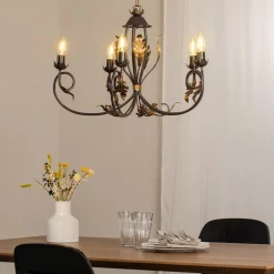 ONLI Lysekroner>Lysekrone Gretel, 5 lyskilder, bronzefarvet, metal, E14