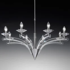 Metallux Lysekrone ICARO med krystalglas, 8 lyskilder, krom