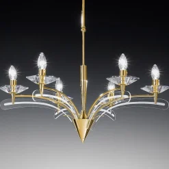 Metallux Lysekrone ICARO, med krystalglas, guld