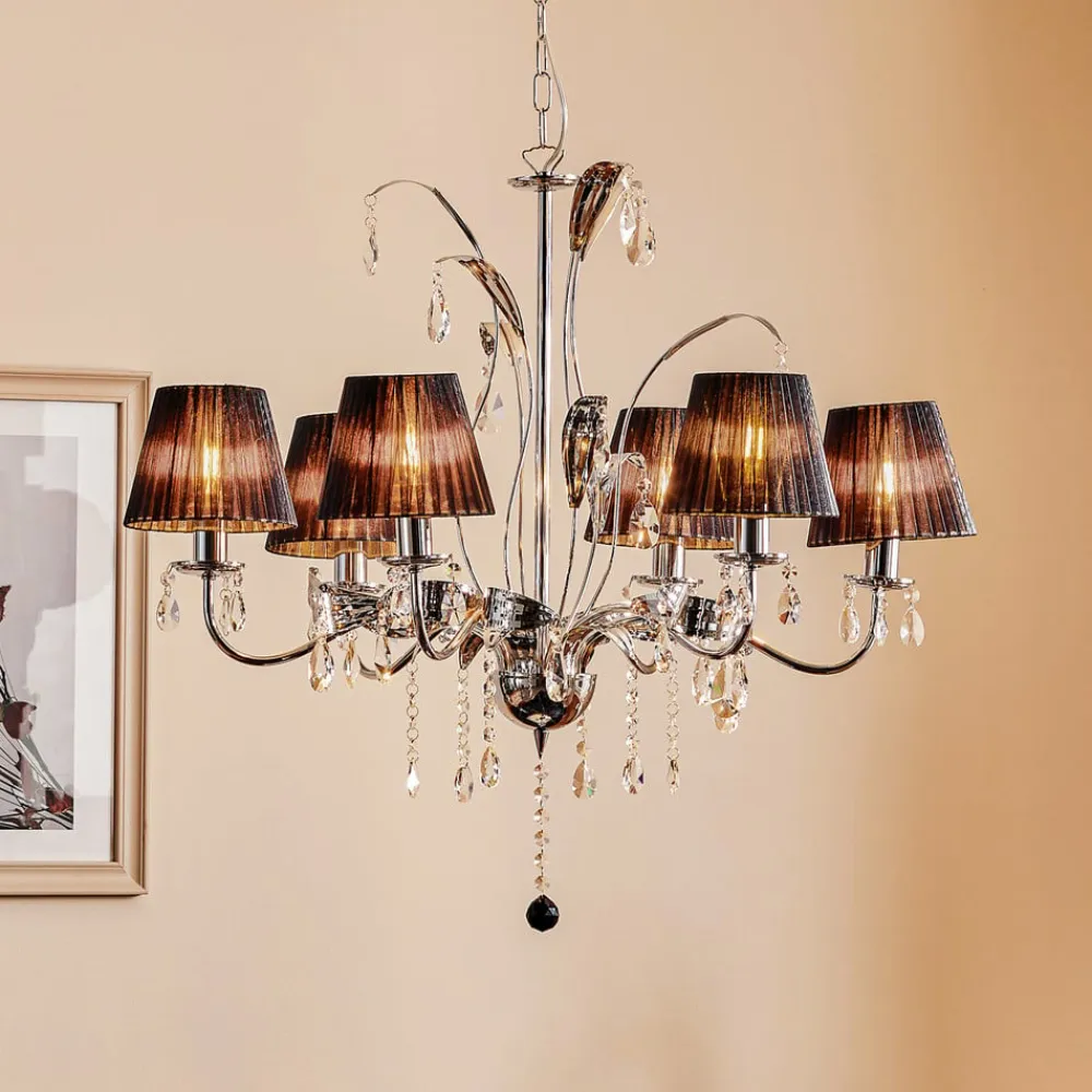 Lysekrone Jacqueline, 6 lyskilder, sort^ONLI New