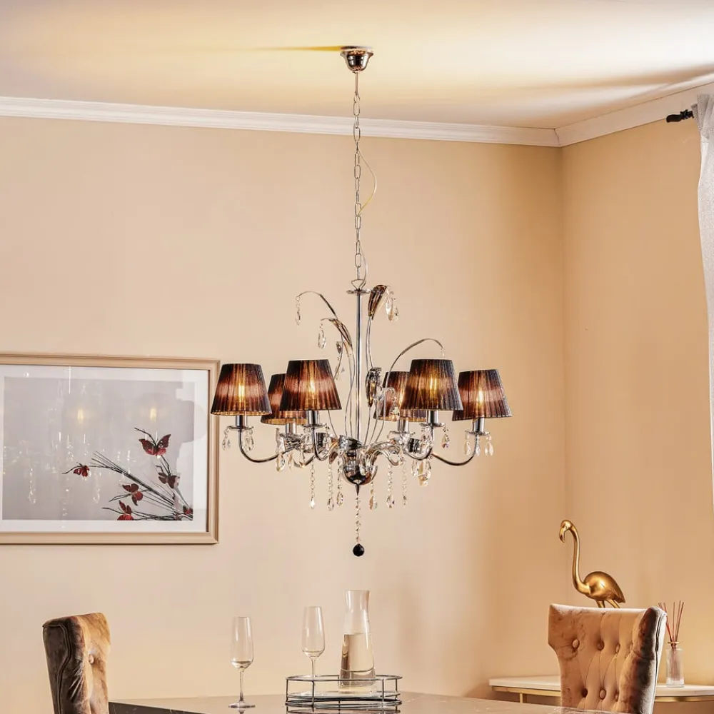 Lysekrone Jacqueline, 6 lyskilder, sort^ONLI New