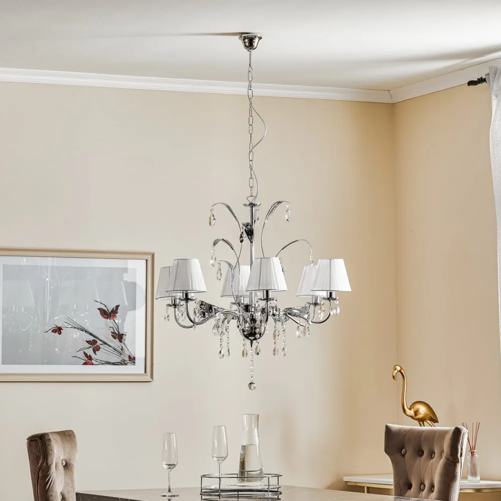 Lysekrone Jacqueline, 6 lyskilder, hvid^ONLI