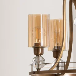 Avonni Lysekrone Jadina, guld antik, 5 lyskilder, Ø 62 cm metal/glas