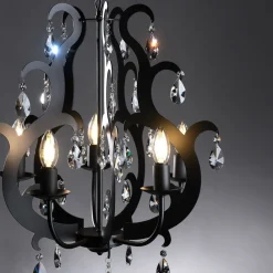 Lysekrone Jane metal sort 5 lyskilder krystal^ONLI