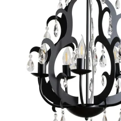 Lysekrone Jane metal sort 5 lyskilder krystal^ONLI