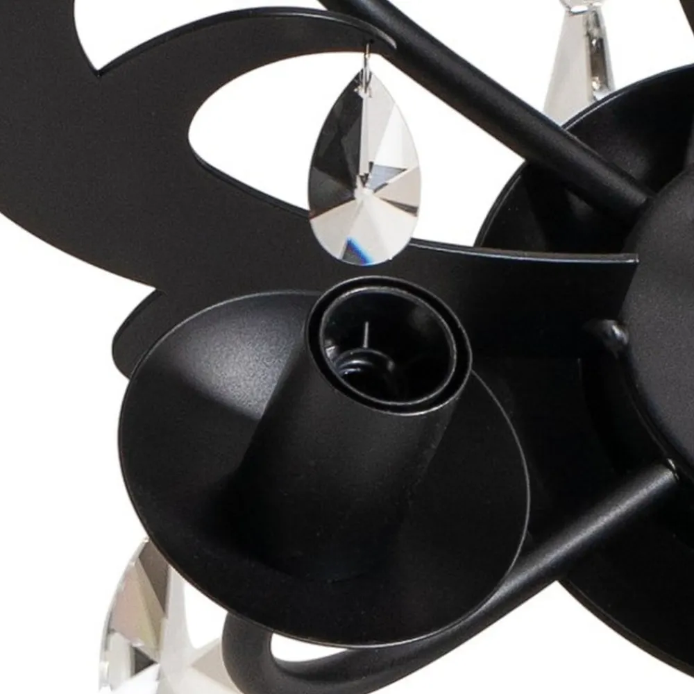 Lysekrone Jane metal sort 5 lyskilder krystal^ONLI