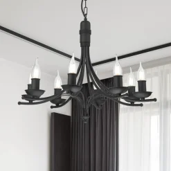 Lamkur Lysekroner>Lysekrone Kandela, 8 lyskilder, sort
