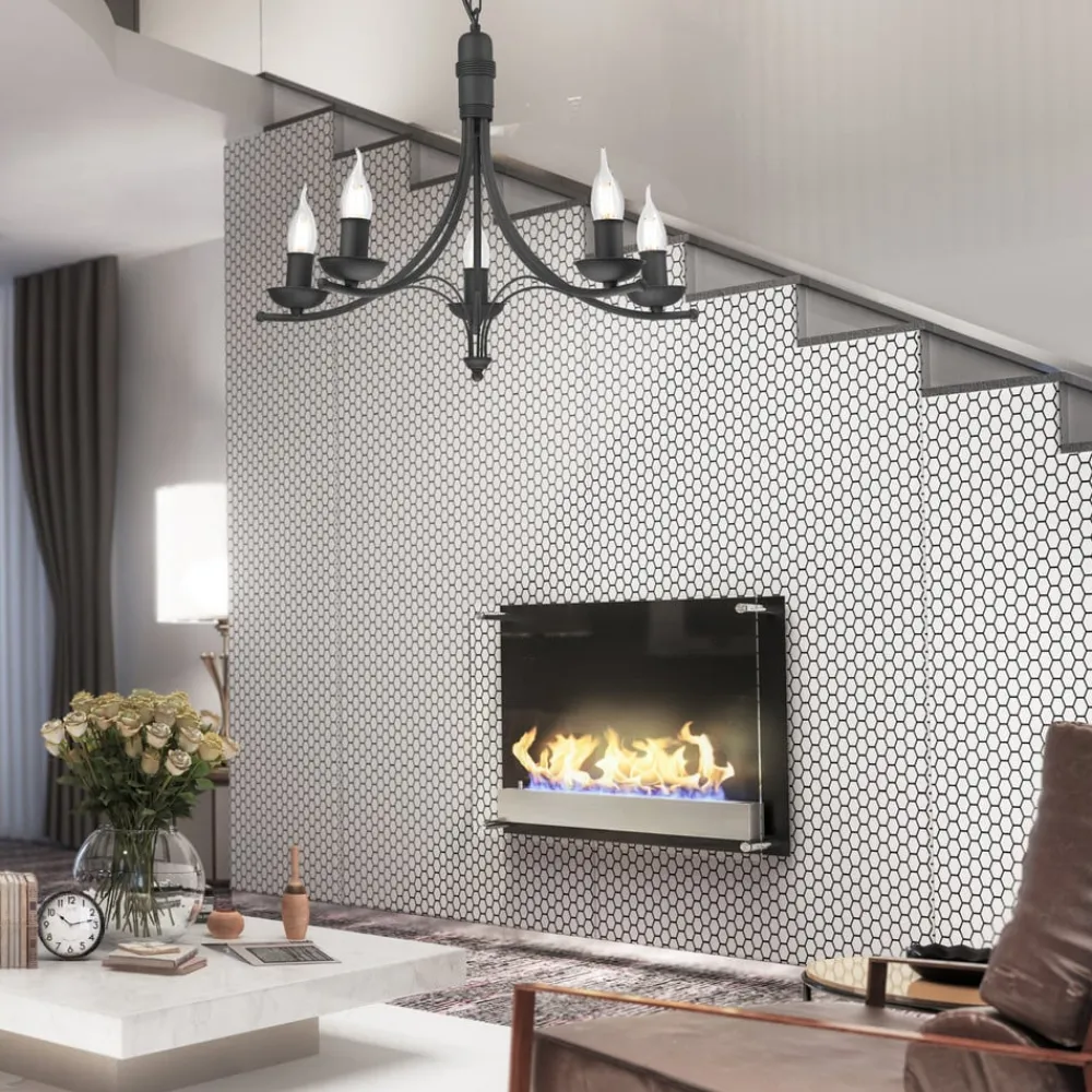 Lysekrone Kandela, 5 lyskilder, sort^Lamkur New