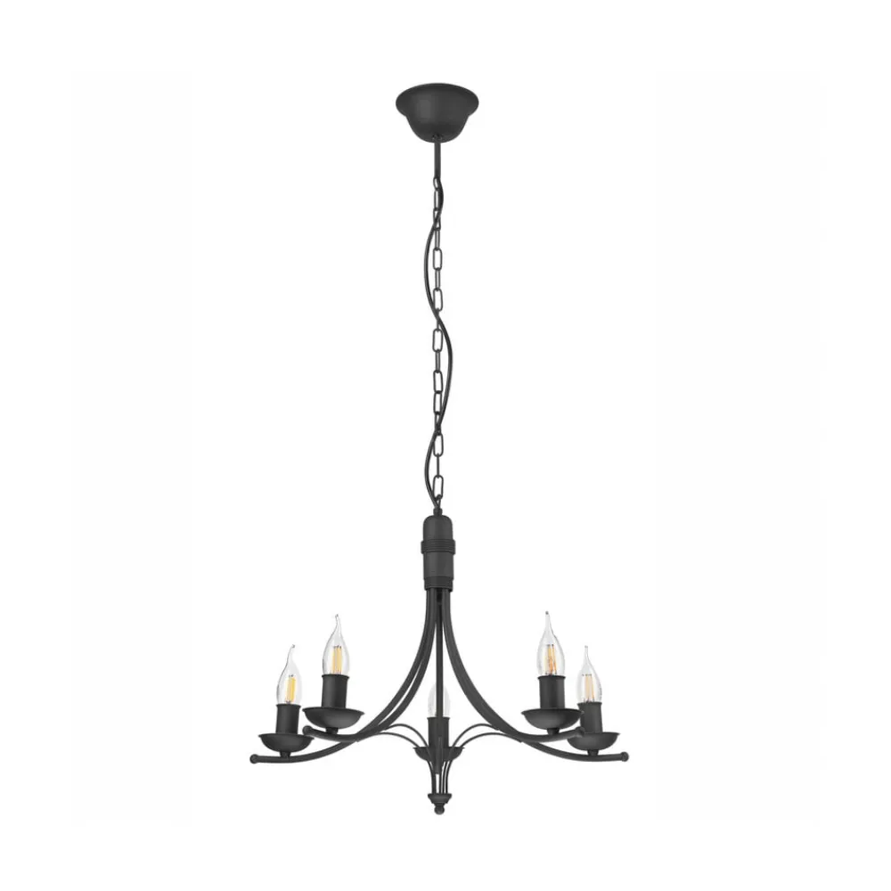 Lysekrone Kandela, 5 lyskilder, sort^Lamkur New