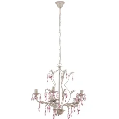 Lysekrone Kate, 5 lyskilder hvid, rosékrystaller^ONLI Best