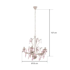 Lysekrone Kate, 5 lyskilder hvid, rosékrystaller^ONLI Best