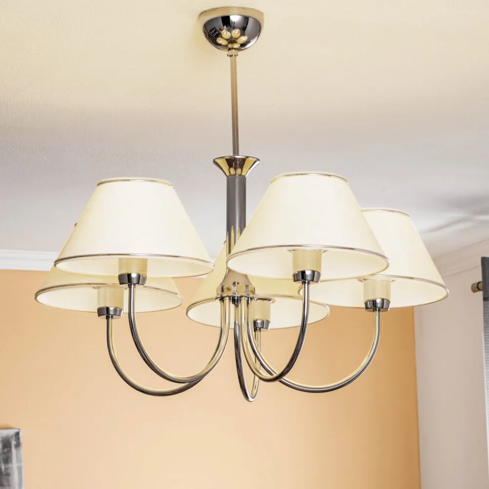 Jupiter Lysekrone London krom/creme, 5 lyskilder