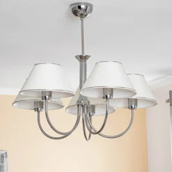 Jupiter Lysekrone London krom/creme, 5 lyskilder