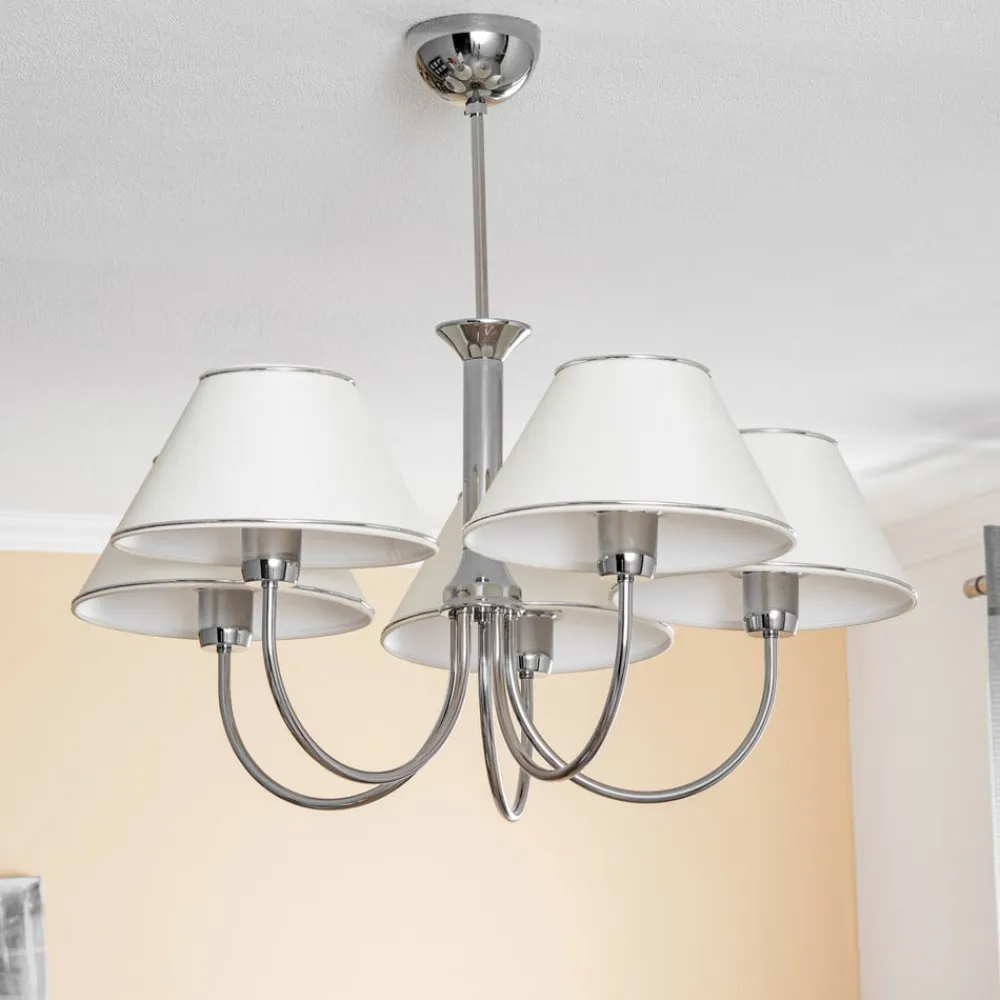 Jupiter Lysekrone London krom/creme, 5 lyskilder