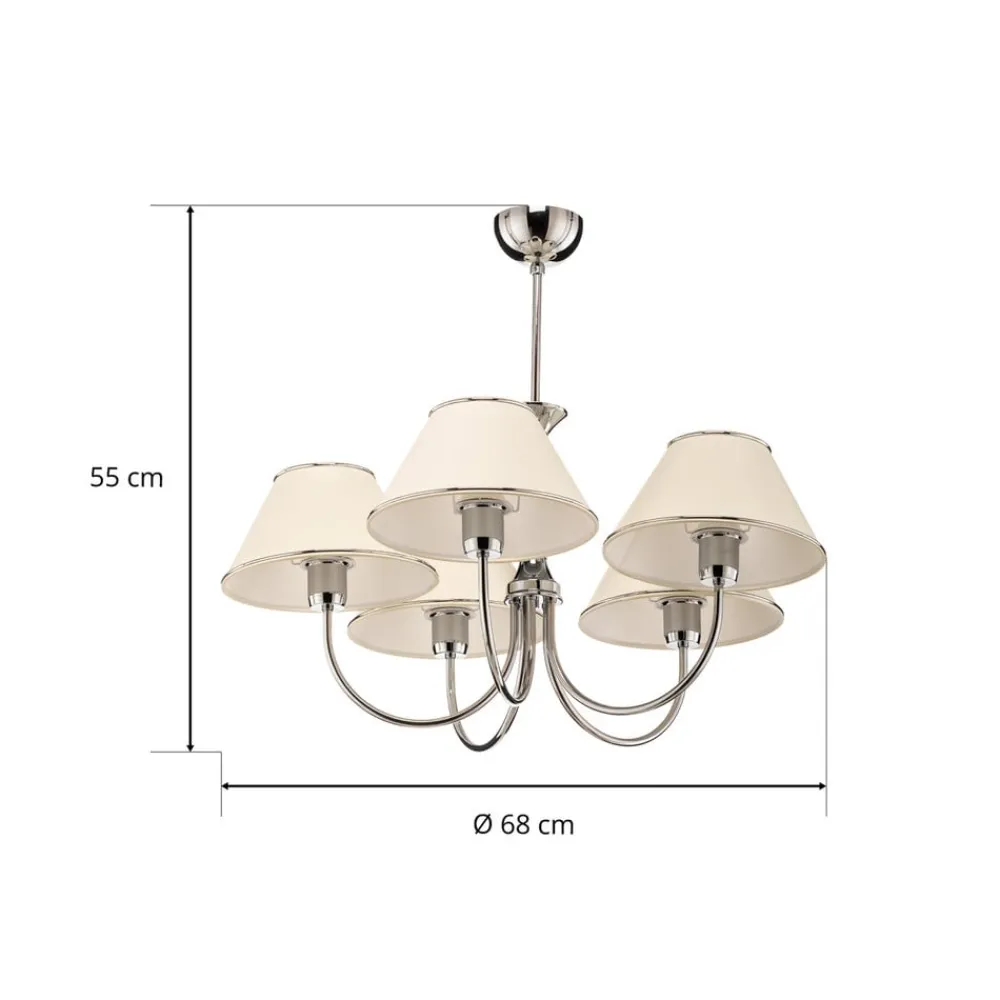 Jupiter Lysekrone London krom/creme, 5 lyskilder