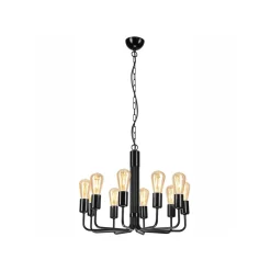 Lamkur Lysekroner>Lysekrone Malou, 10 lyskilder, sort