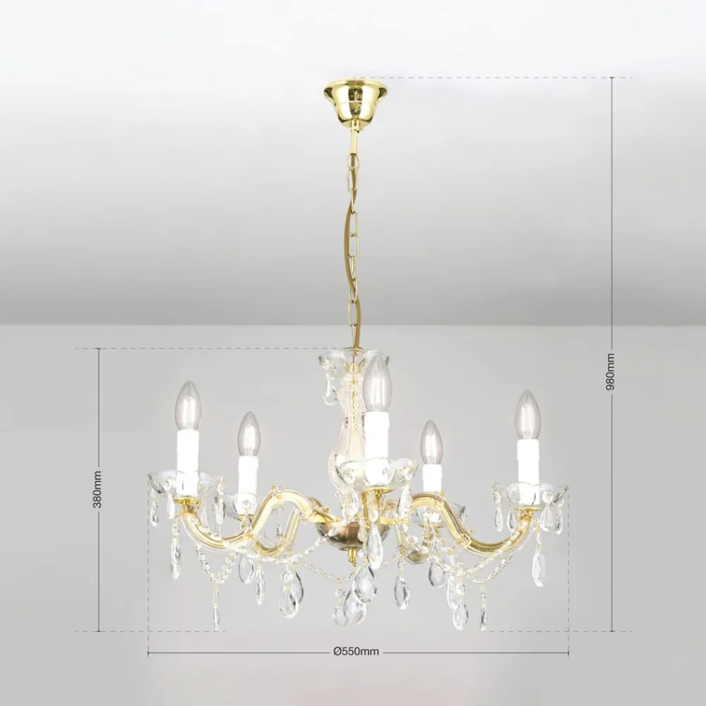 ORION Lysekrone Marie Claire krystalglas 5 lyskilder