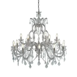 Searchlight Lysekrone Marie Therese, 18-lys, krom, krystalglas