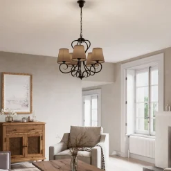 Lamkur Lysekroner>Lysekrone Midgrad, 5 lyskilder, brun