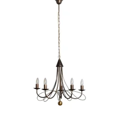 ONLI Lysekrone Milvia, 5 lyskilder, bronzefarvet, metal