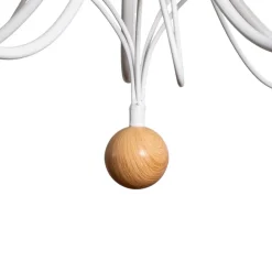 ONLI Lysekrone Milvia, 5 lyskilder, hvid/træfarvet, metal