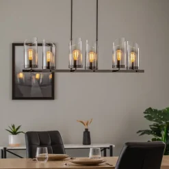 Lucea Lysekrone Padrela, lineær, sort-krom, 6 lyskilder