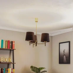 Lysekrone Polo, 3 lyskilder, sort/mørk messing^Argon