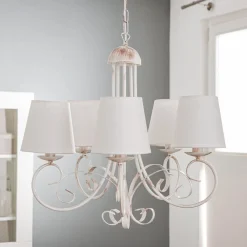 Lysekrone Pompei, med skærme, hvid antik^ONLI New