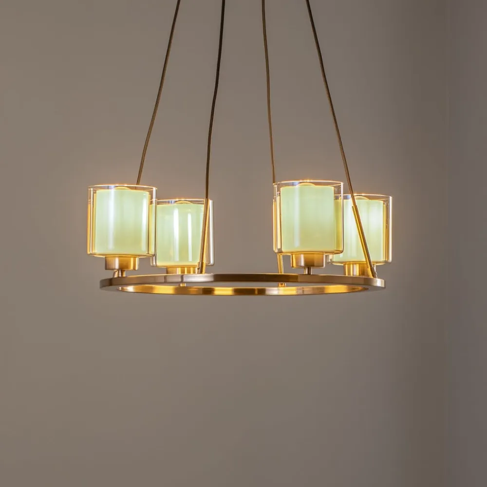 Lucea Lysekrone Ressa Ø 59 cm messing antik, 4 lyskilder.