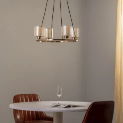 Lucea Lysekrone Ressa Ø 59 cm messing antik, 4 lyskilder.