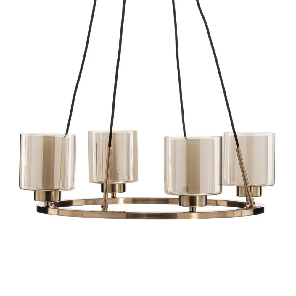 Lucea Lysekrone Ressa Ø 59 cm messing antik, 4 lyskilder.