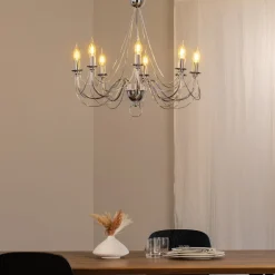 Domiluce Lysekrone Retro, 8 lyskilder 75 cm, krom