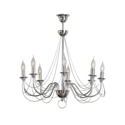 Domiluce Lysekrone Retro, 8 lyskilder 75 cm, krom